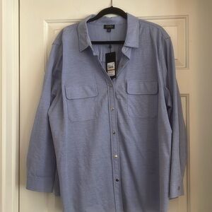 Jones of New York snap button up blouse Light Blue